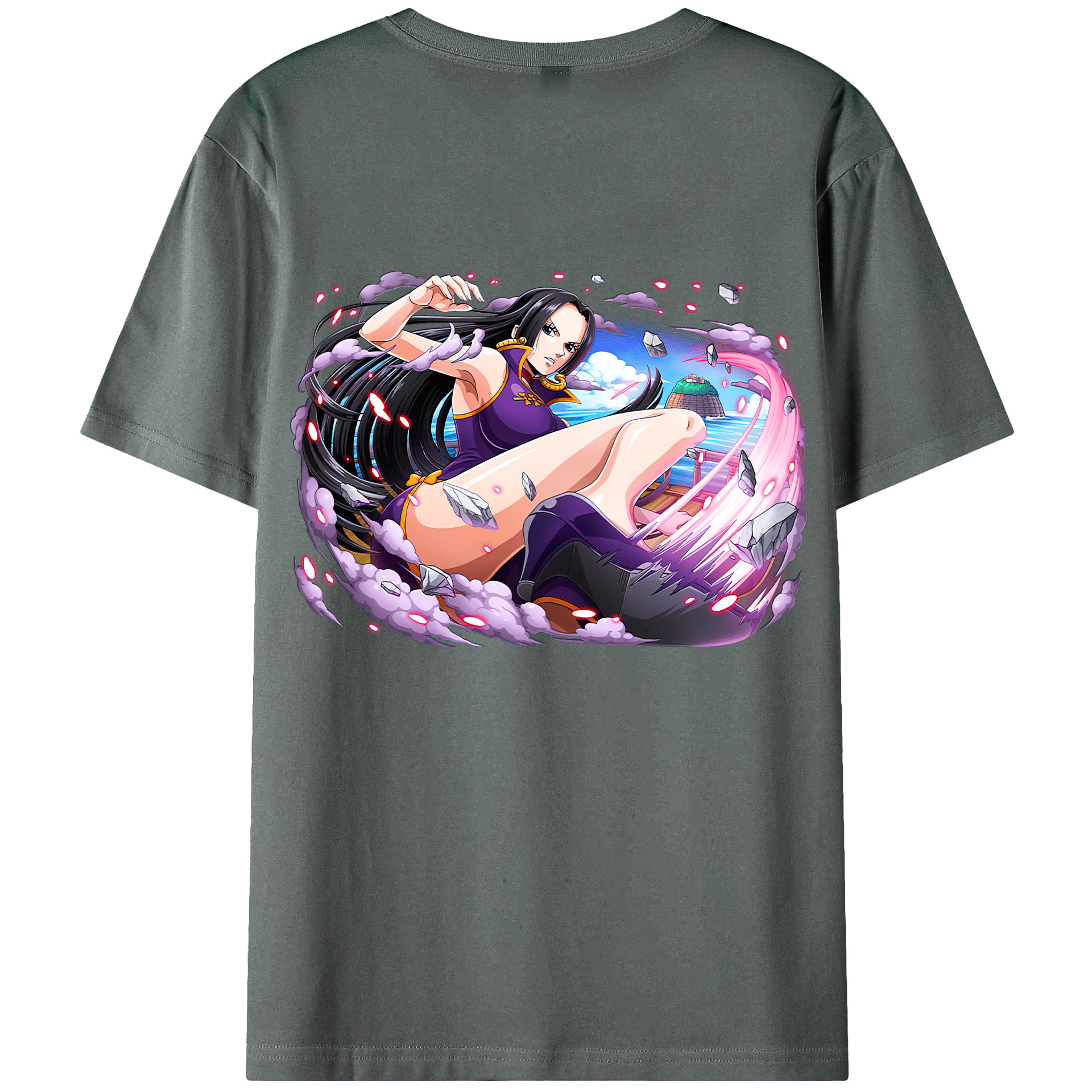 ワンピース ボア・ハンコック ONE PIECE Boa·Hancock 綿100％ メンズ半袖Tシャツ（バックプリント） 通気性